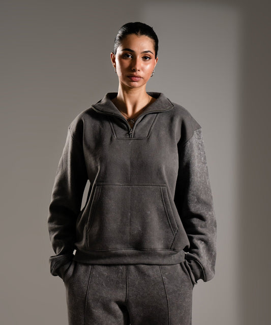 HALF-ZIP SWEATSHIRT - SMOKE