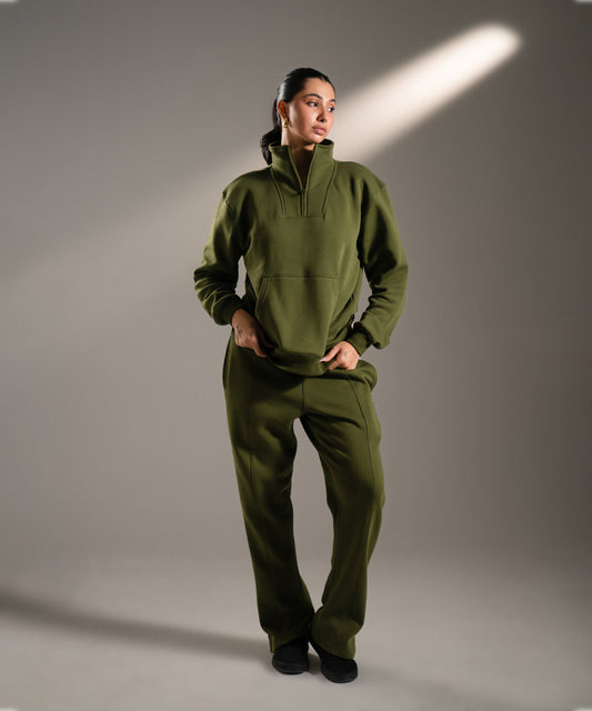 HALF-ZIP SWEATSUIT - OLIVE