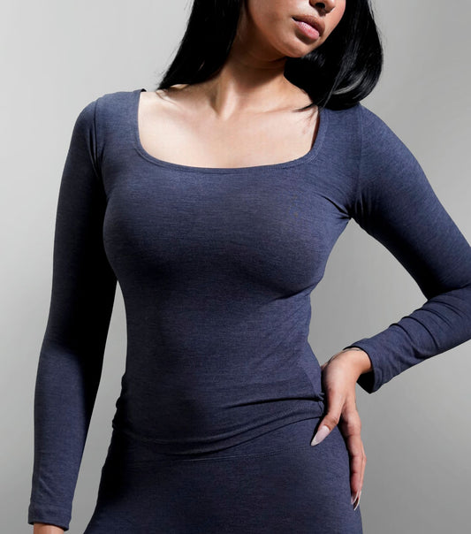 SQUARE NECKLINE T-SHIRT - NOCTURNE BLUE