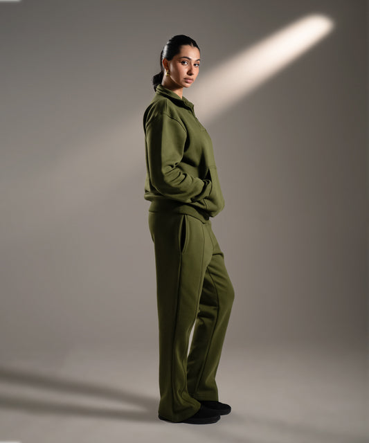 HALF-ZIP SWEATSUIT - OLIVE