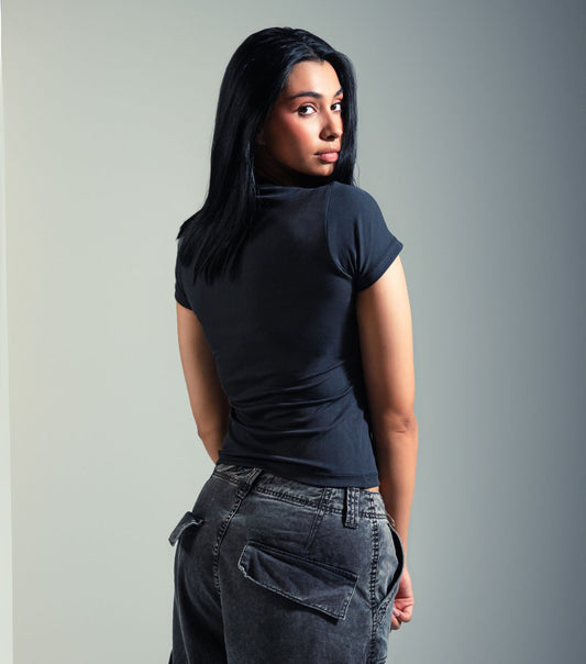 MICRO-RIBBED SHORT SLEEVE T-SHIRT - SHADOWS