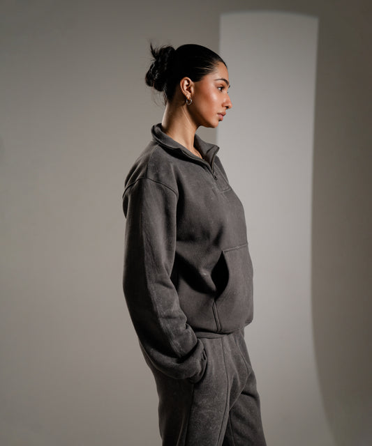 HALF-ZIP SWEATSHIRT - SMOKE