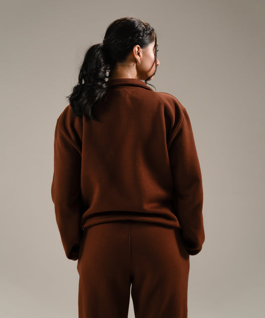 HALF-ZIP SWEATSHIRT - COCOA