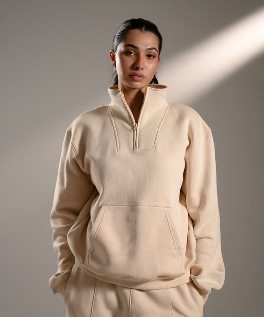 HALF-ZIP SWEATSHIRT - BUTTERCREAM